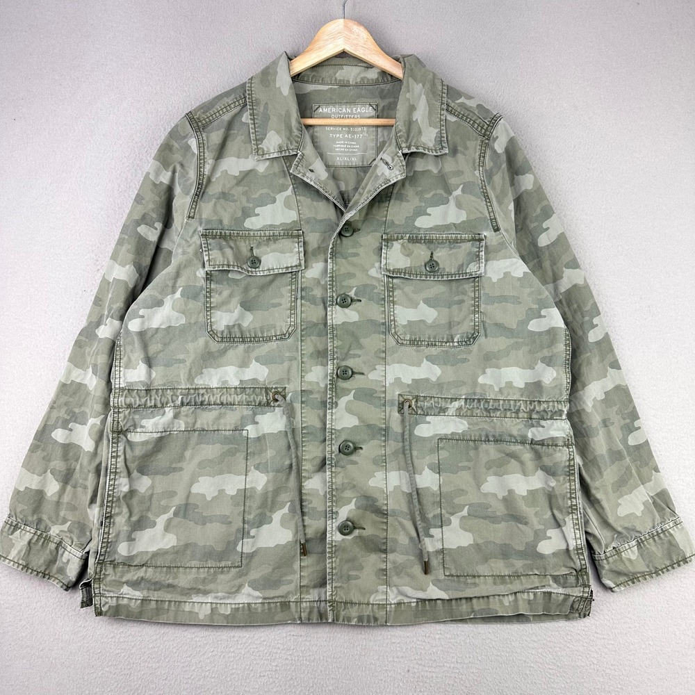 American Eagle AE-177 Camo Field Jacket Mens XL Green Military Utility Coat
